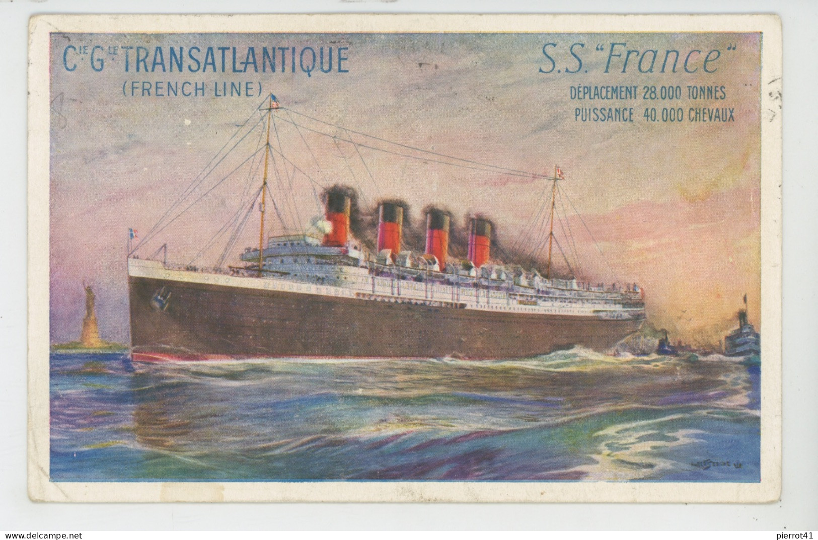 BATEAUX - PAQUEBOTS - Le S.S. " FRANCE " De La Compagnie Générale Transatlantique - FRENCH LINE - Passagiersschepen