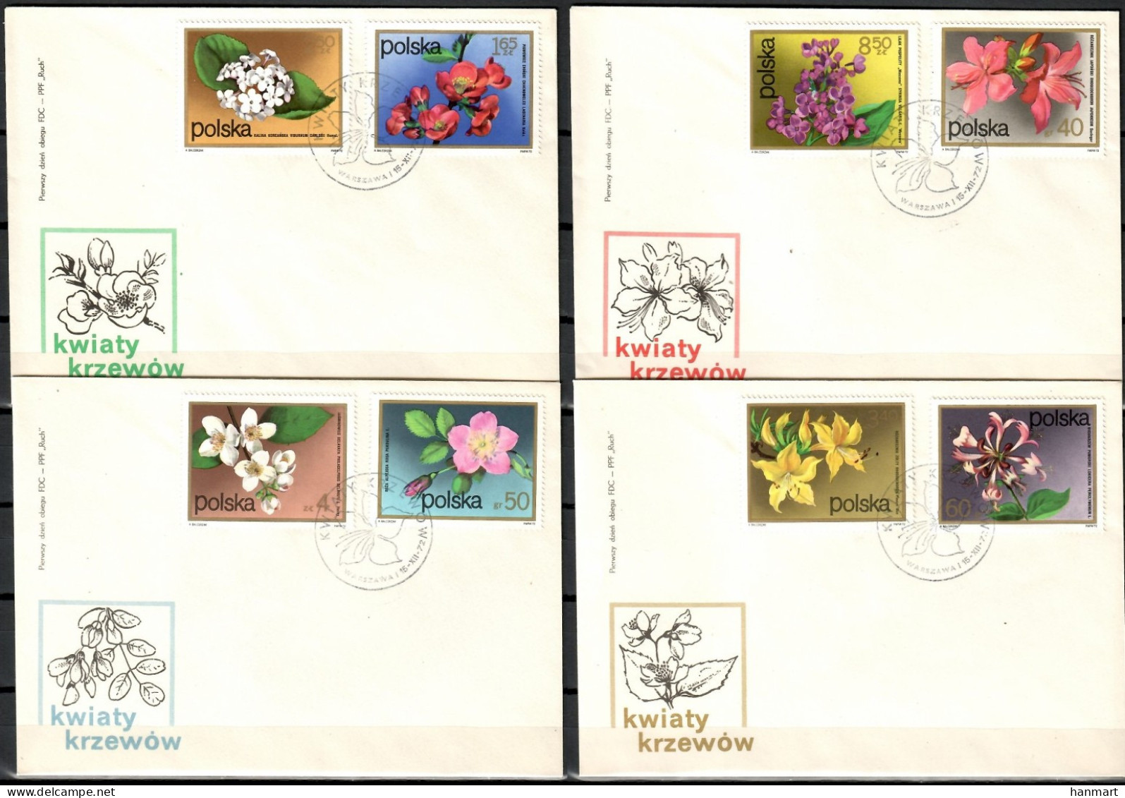 Poland 1972 Mi 2214-2221 Fi 2067-2074 FDC  (FDC ZE4 PLD2214-2221) - Other & Unclassified