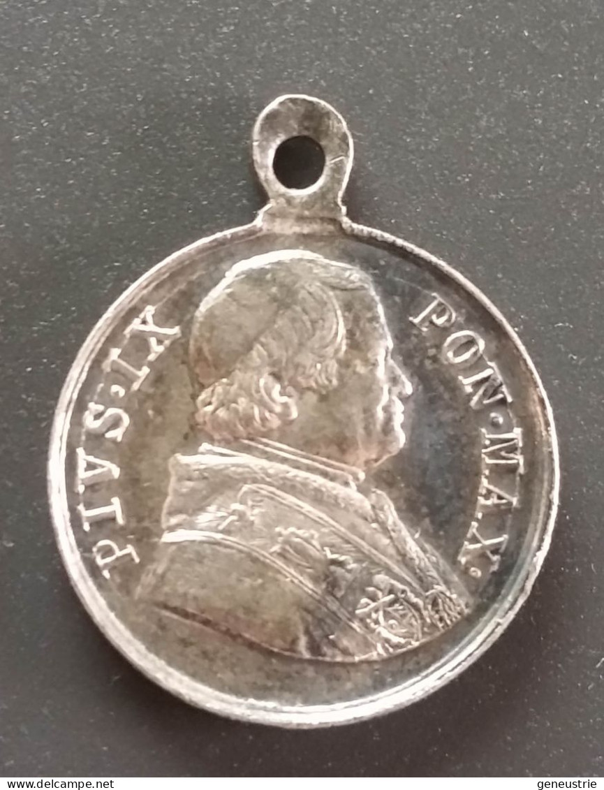 Pendentif Médaille Religieuse Fin XIXe Argent 800 "Pape Pie IX / Virgo Mater" Religious Medal - Religion & Esotérisme