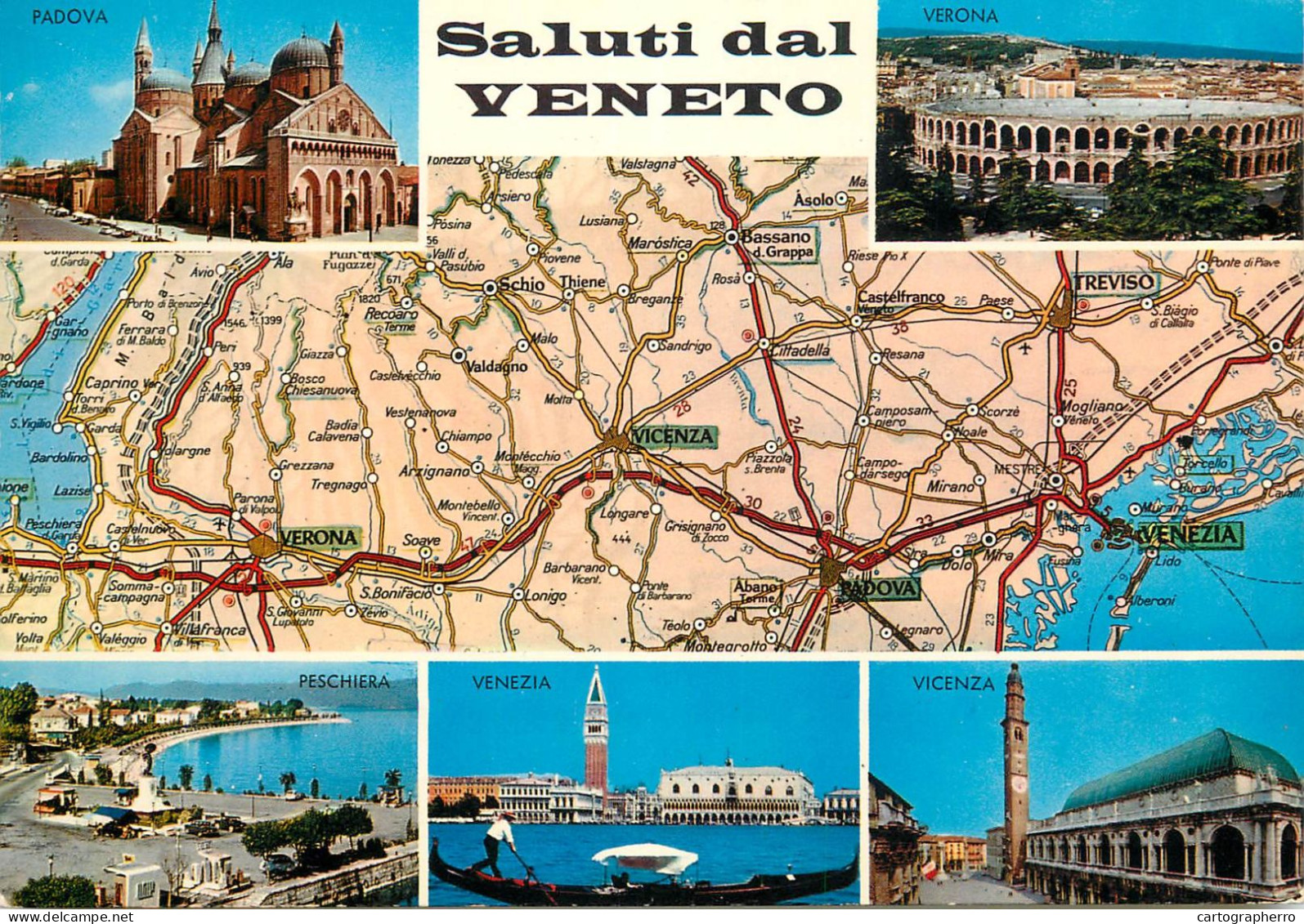 Navigation Sailing Vessels & Boats Themed Postcard Veneto Padova Map - Voiliers
