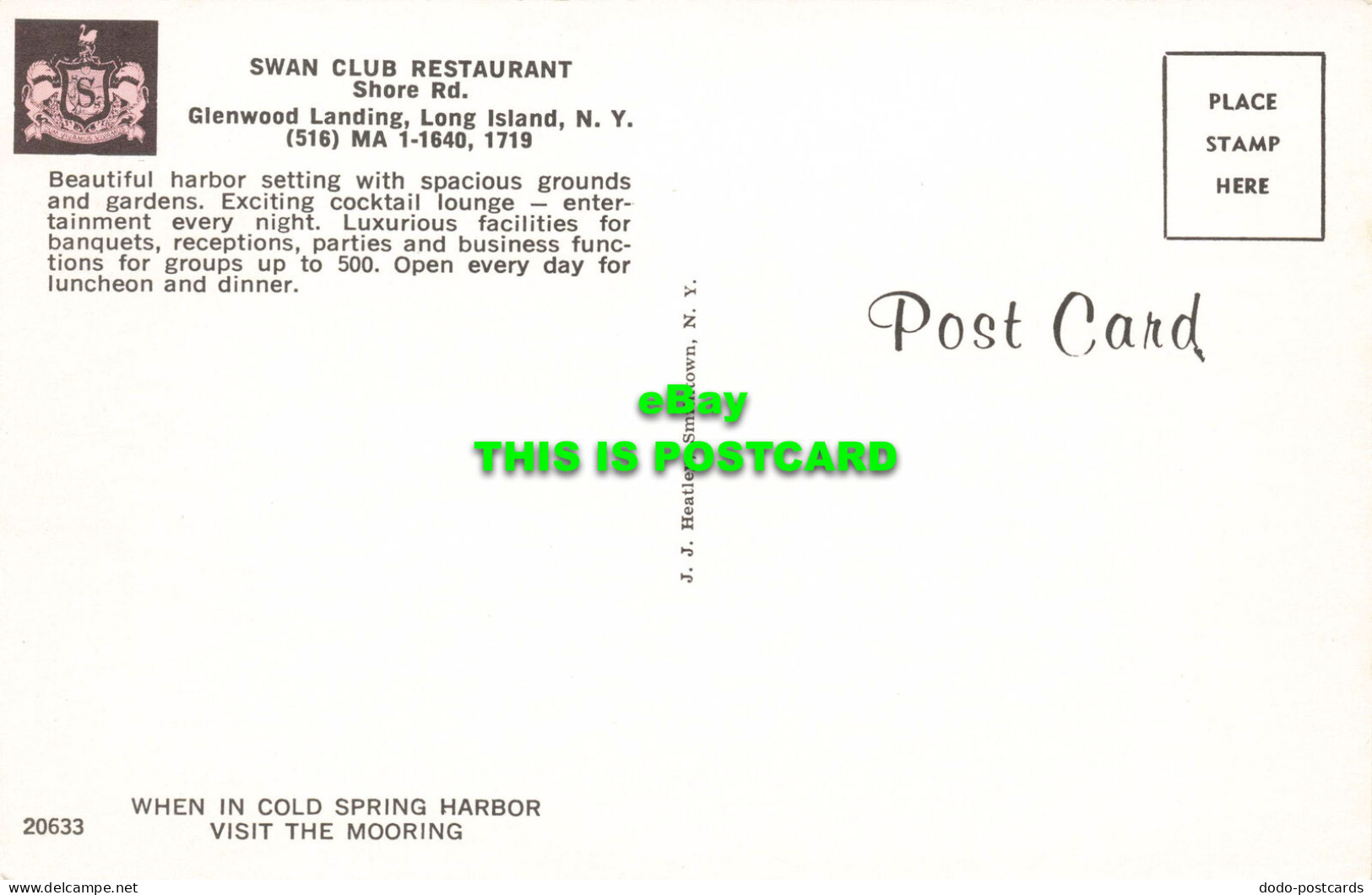 R571811 Swan Club Restaurant. Shore Rd. Glenwood Landing. Long Island. N. Y. J. - World