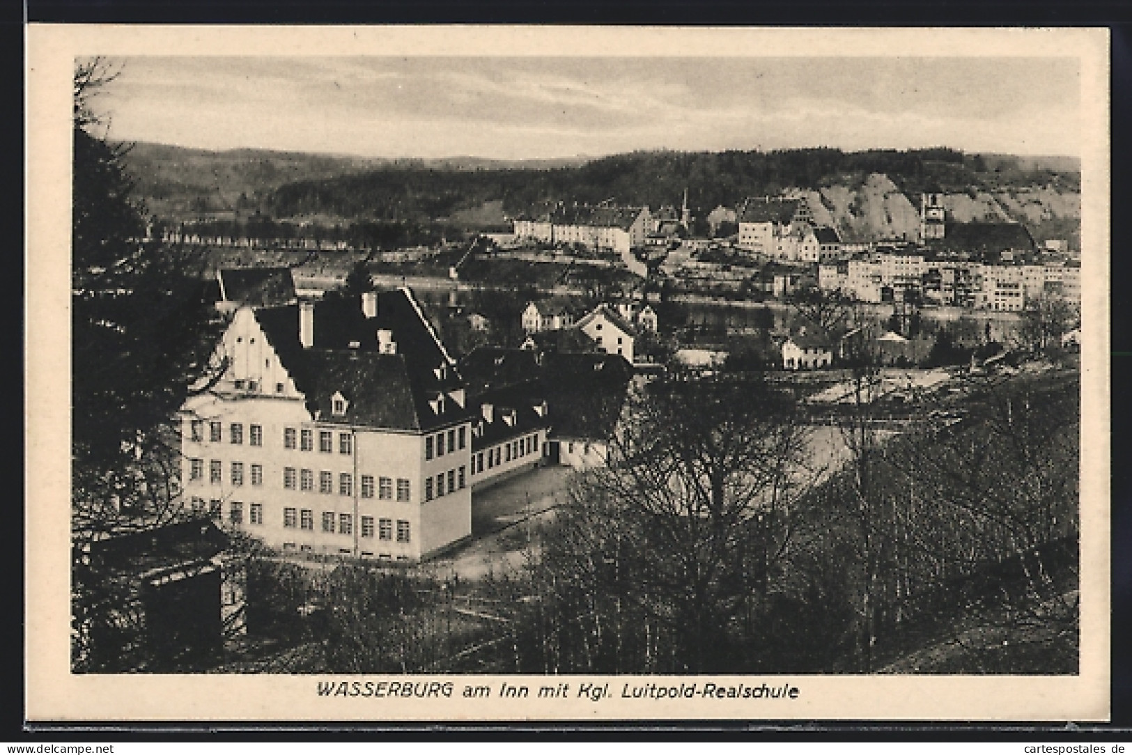 AK Wasserburg Am Inn, Teilansicht Mit Kgl. Luitpold-Realschule  - Wasserburg (Inn)