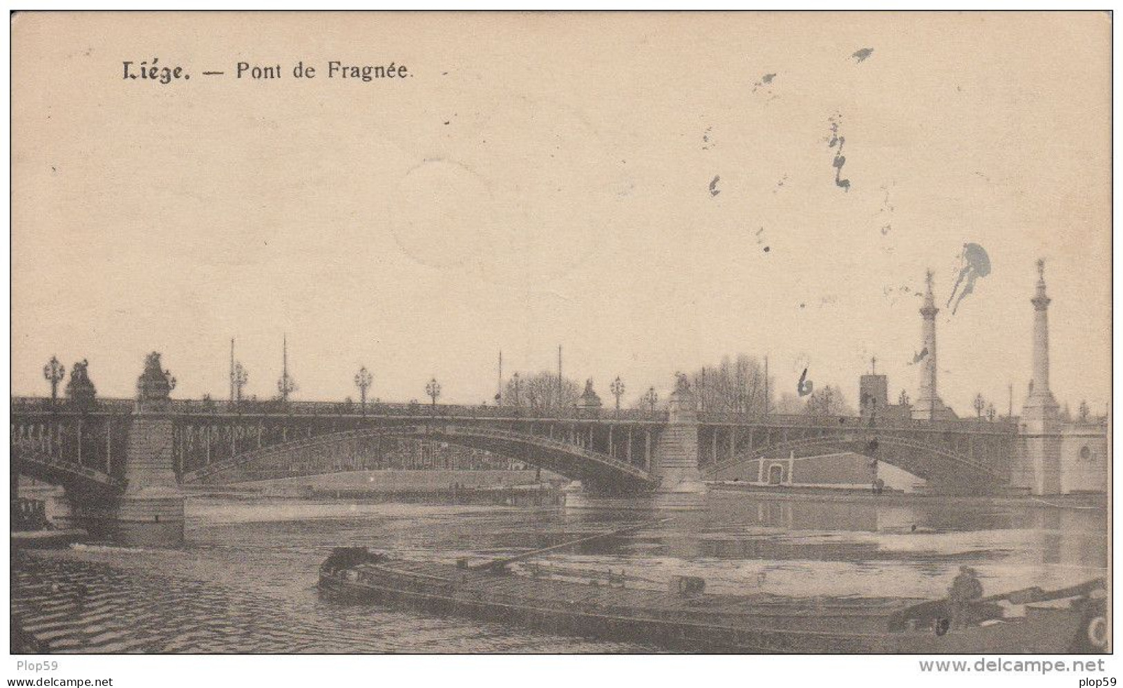 Cpa Ak Pk Liège Leuk Pont De Fragnée Animé Péniche Datée De 1901? - Liege