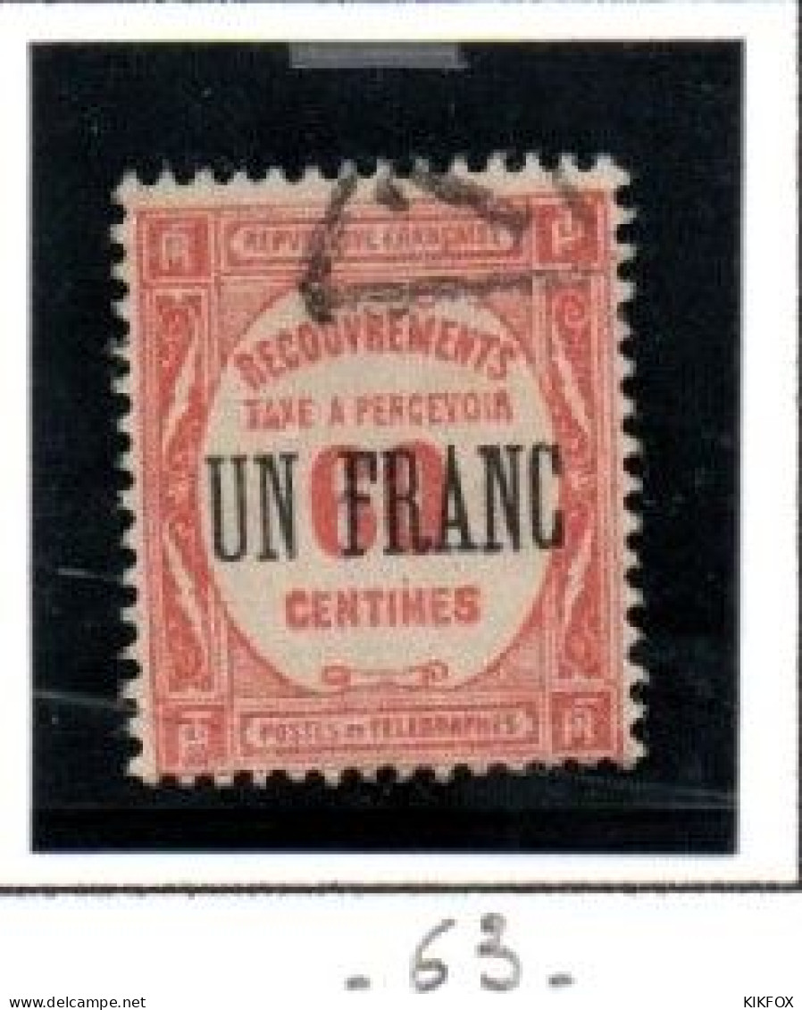 FRANCE ,FRANKREICH , 1931,  MI  67,  YT  63, TAXE,  1 FRANC A 60, PERCEVOIR OBLITERES, GESTEMPELT - 1859-1959 Used