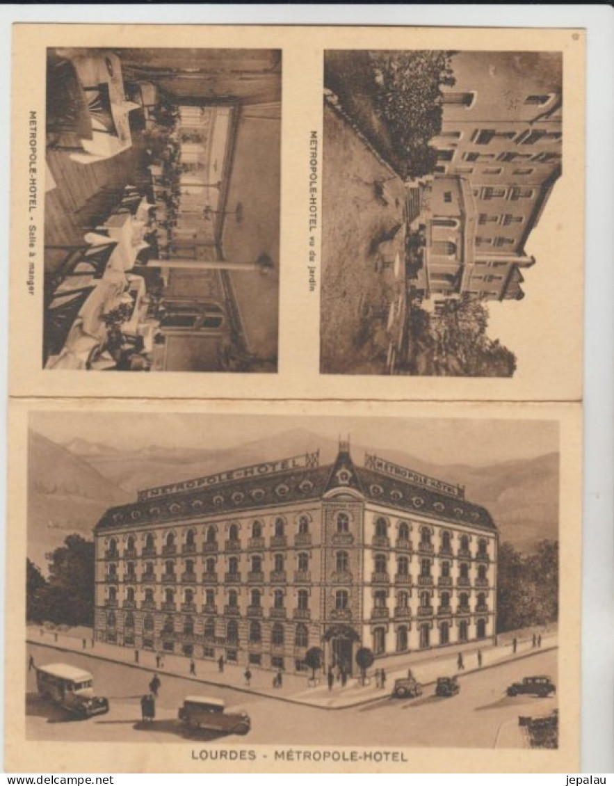 Publicité 2 Volets " Lourdes (Htes Pyrénées) - Métropole-Hôtel " - Publicités