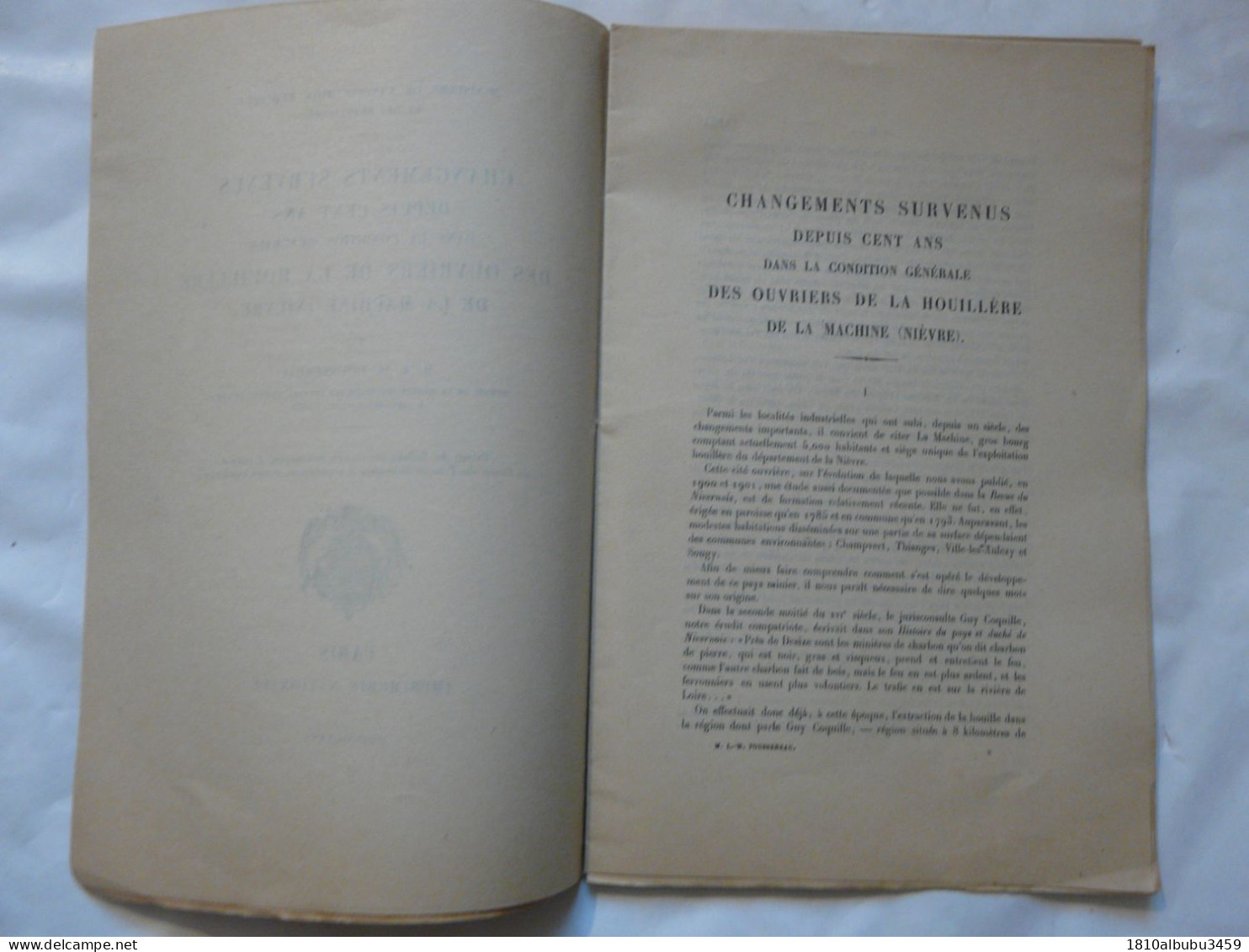 FASCICULE - Changements Survenus Depuis Cent Ans Dans La Condition Générale Des Ouvriers De La Houillère De La Machine - Historia