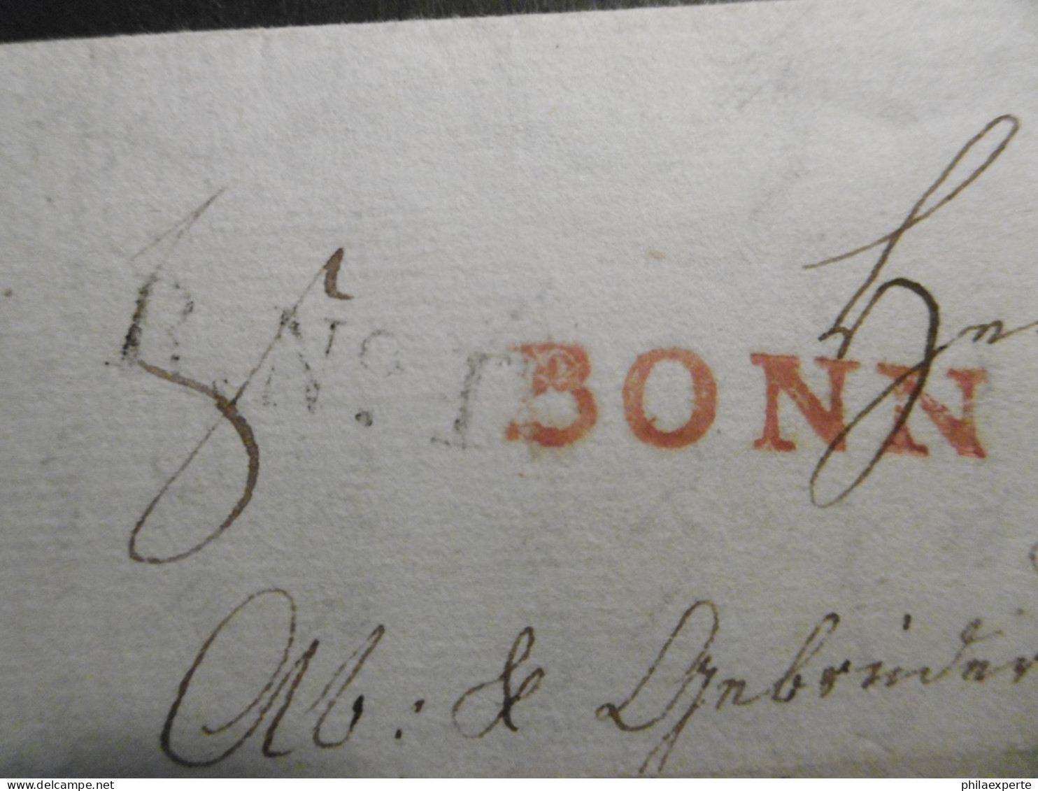 Preußen Vorphila Faltbrief+Inhalt (11x7,5cm) L1 Bonn Rot + Rayon I 13.8.1814 Nach Elberfeld - Briefe U. Dokumente
