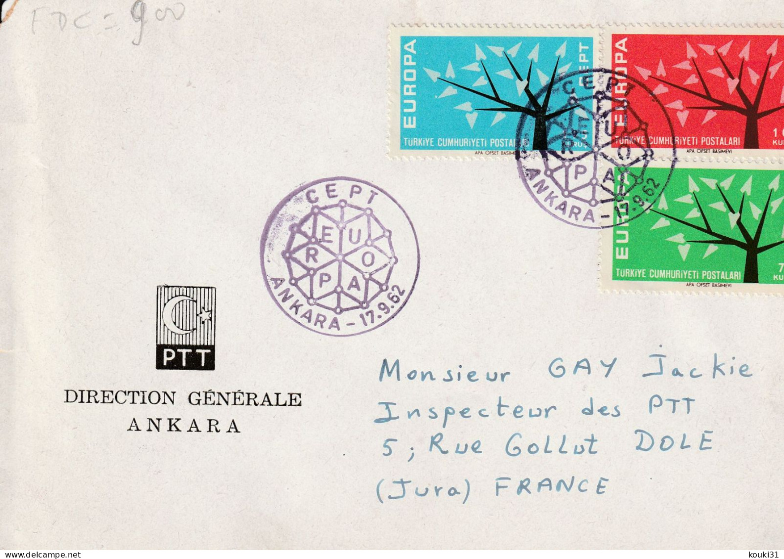 Turquie YT 1627/9 FDC : Europa - 1962 - FDC