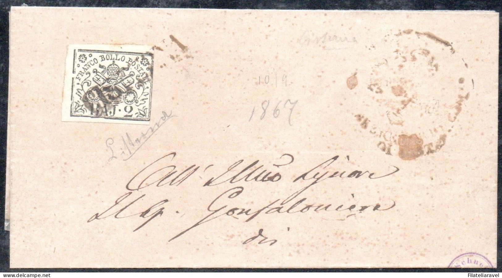 ASI -  STATO PONTIFICIO - 1852  N. 2 Lettere Catalogo Sassone 3 E 3A - Kirchenstaaten