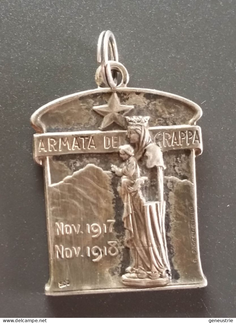 WWI Pendentif Médaille Religieuse Argent 800 "Armata Del Grappa (4e Armée Italienne) Nov 1917 / Nov 1918" WW1 - Religion & Esotérisme