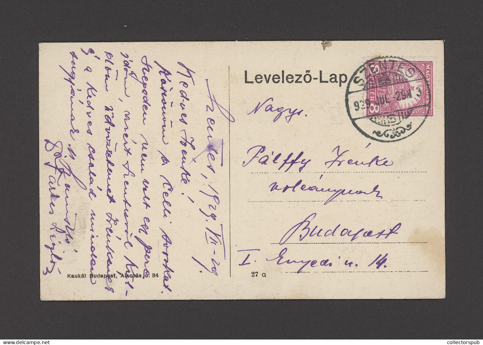 SZENTES 1929. Vintage Postcard - Hungary