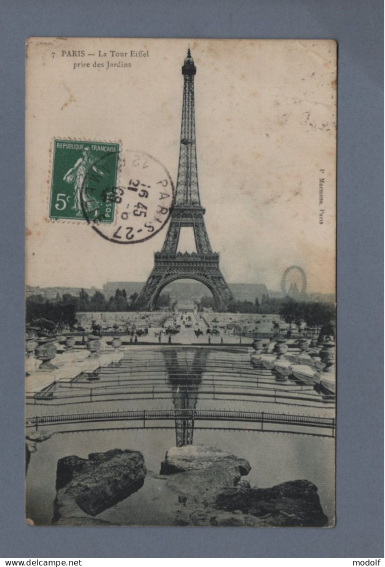 CPA - 75 - Paris - La Tour Eiffel Prise Des Jardins - Circulée En 1908 - Tour Eiffel