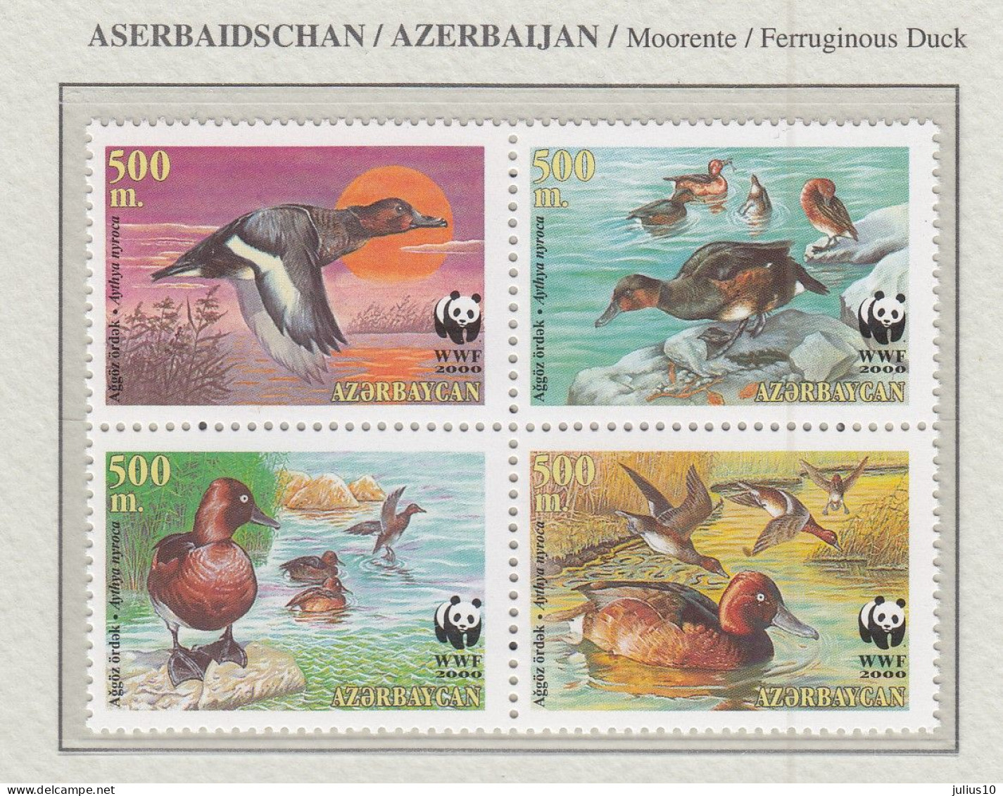 AZERBAIJAN 2000 WWF Ferruginous Ducks Birds MNH Fauna 622 - Eenden