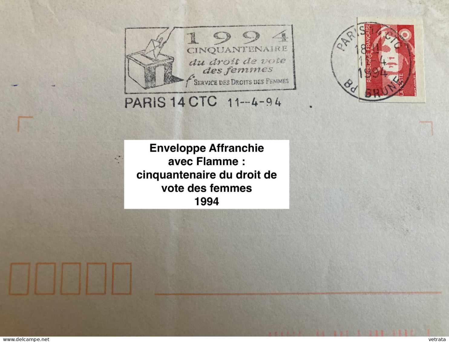 Enveloppe Premier Jour : 1975, Année De La Femme & 1 Enveloppe Affranchie Avec Flamme : Cinquantenaire Du Droit De Vote - Other & Unclassified