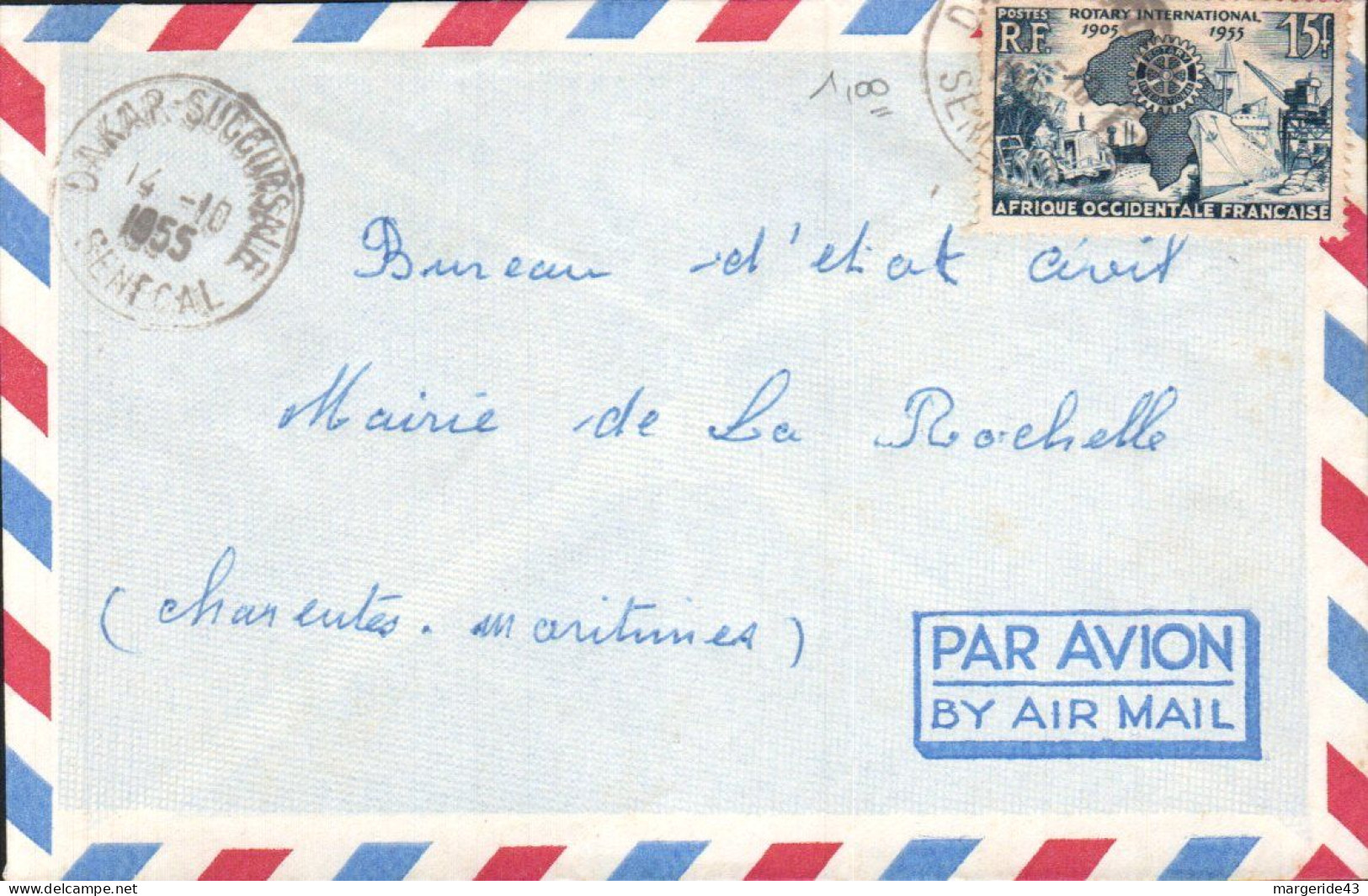 A O F SEUL SUR  LETTRE DE DAKAR POUR LA FRANCE 1955 - Briefe U. Dokumente