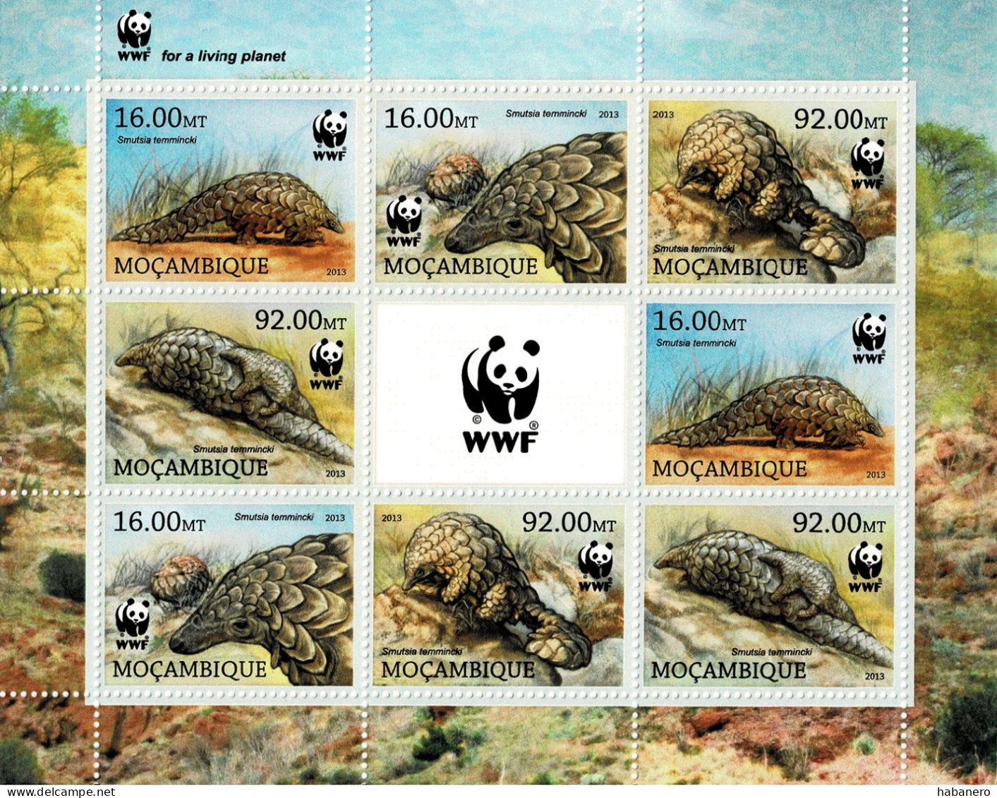 MOZAMBIQUE 2013 Mi 6429-6432 WWF PANGOLIN MINT MINIATURE SHEET ** - Mozambique