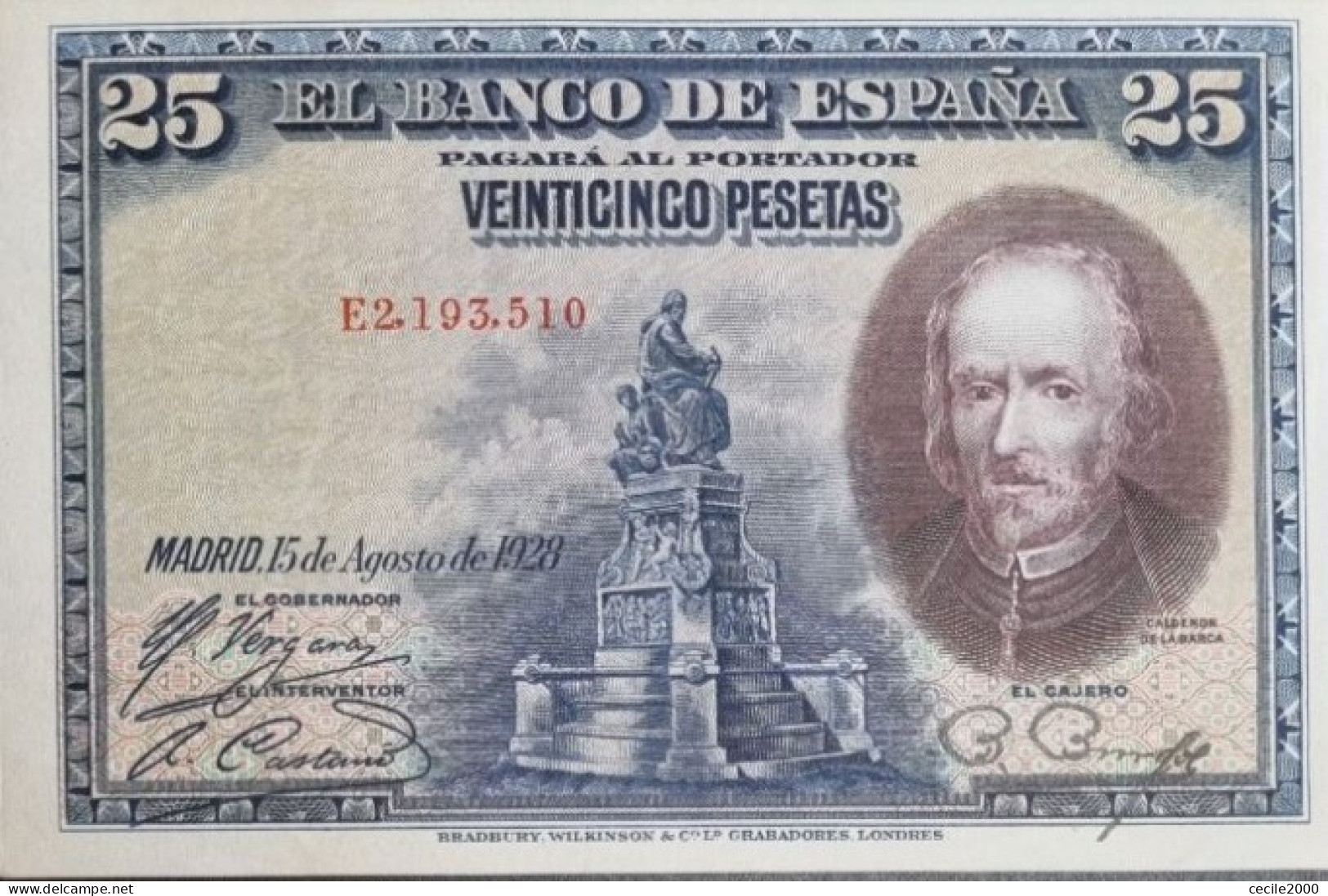 SPAIN BANKNOTE 25 PESETAS 1928 UNCIRCULATED UNC / SC BILLETE ESPAÑA *COMPRAS MULTIPLES CONSULTAR* - 1-2-5-25 Pesetas