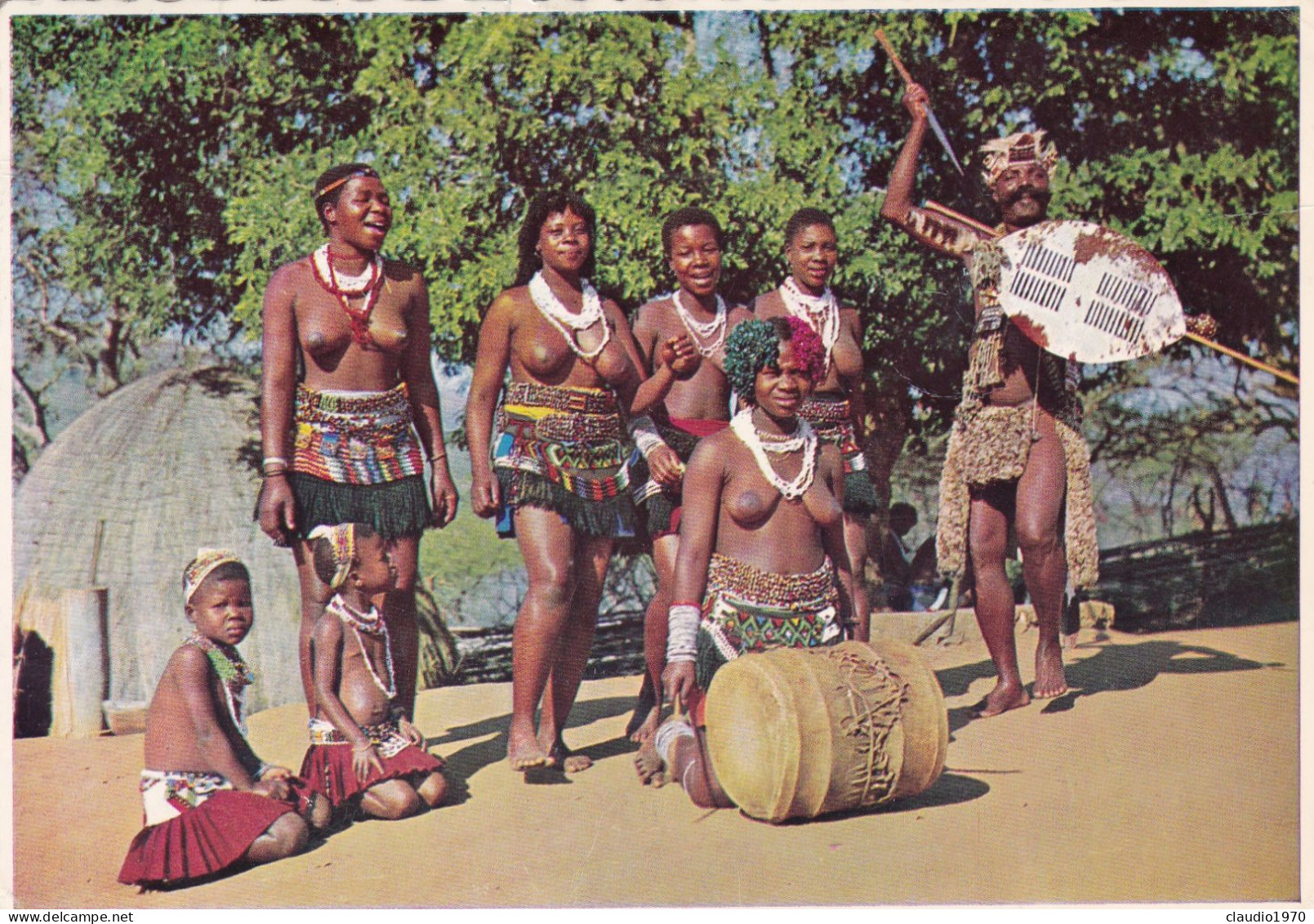 SUD AFRICA - CARTOLINA - TRIBAL CUSTOMS DIE HARD - VG. PER BERGAMO - 1972 - Südafrika