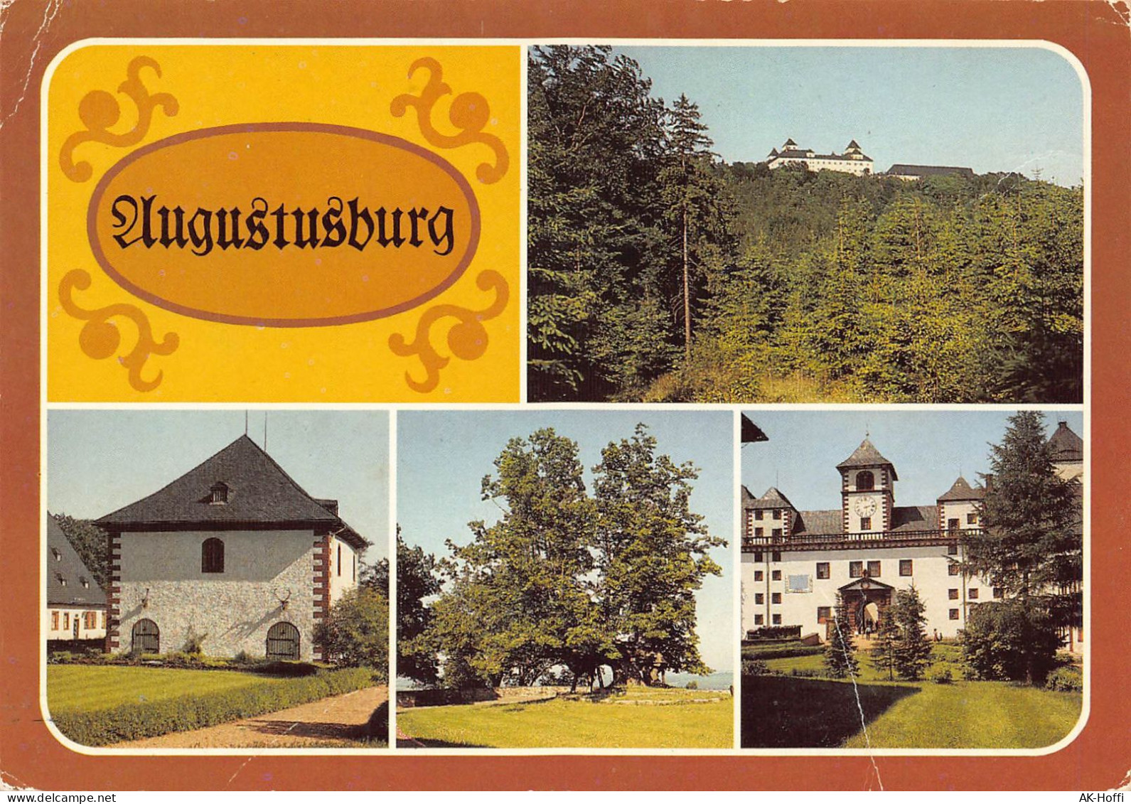 Augustusburg (Kr. Flöha) - Blick Zum Schloß, Brunnenhaus, Schloßlinde, Südseite - Augustusburg