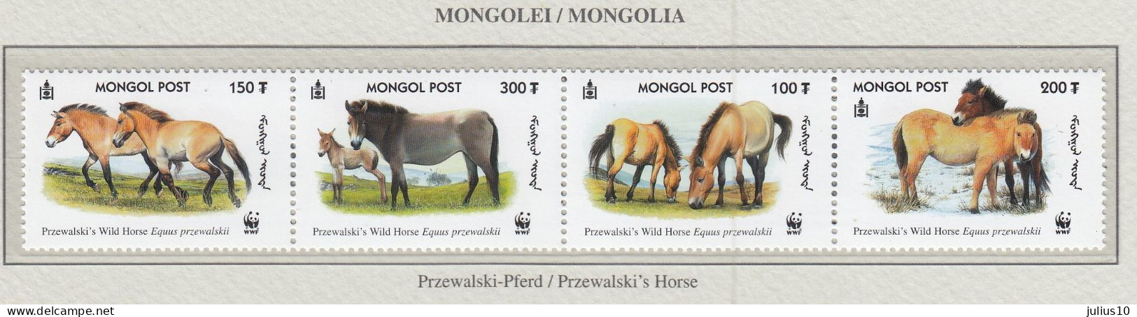 MONGOLIA 2000 WWF Horses Mi 3122-3125 MNH(**) Fauna 625 - Horses