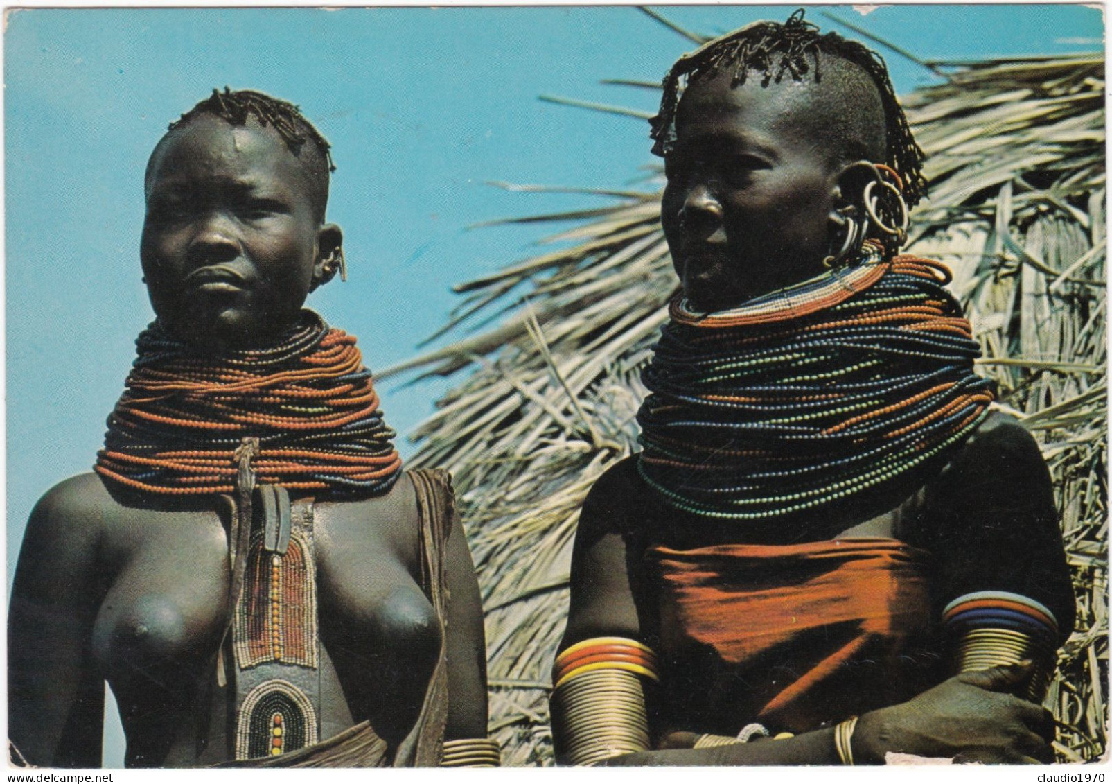 KENIA - CARTOLINA - TRIBES OF KENYA - TURKANA GIRLS - VG. PER BERGAMO - 1984 - Kenia