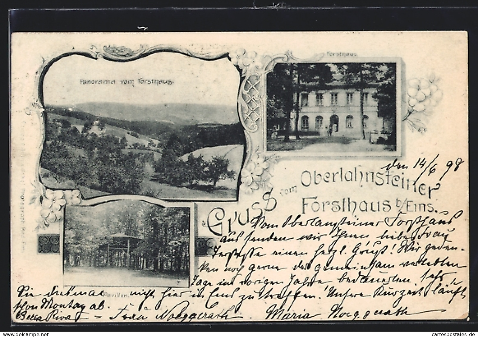 AK Ems, Gaststätte Oberlahnsteiner Forsthaus Mit Pavillon, Panorama Vom Forsthaus  - Jagd