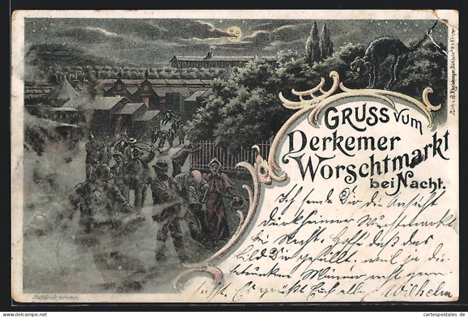 Lithographie Dürkheim, Betrunkene Leute Auf Dem Derkemer Worschtmarkt  - Autres & Non Classés