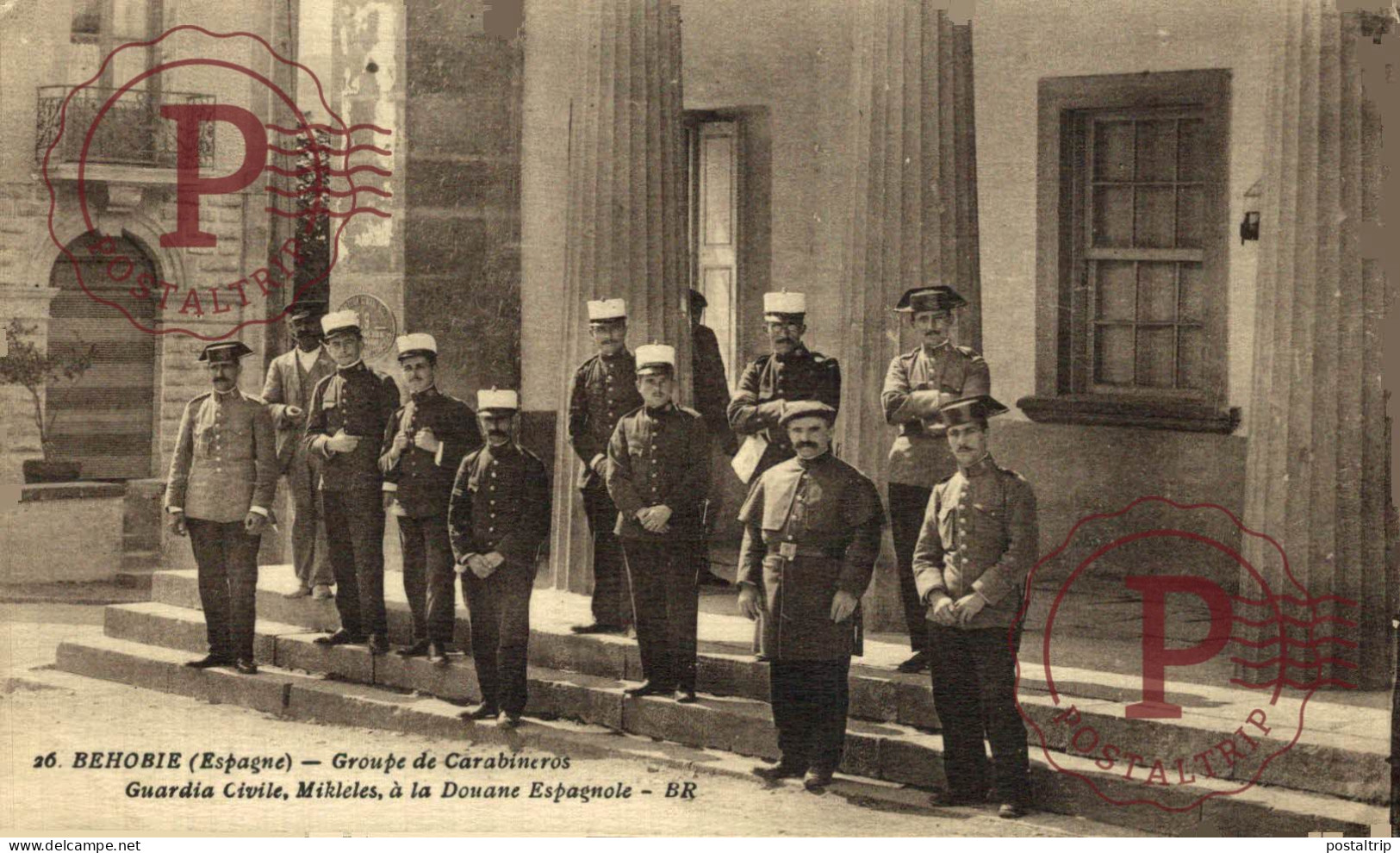 BEHOBIA. BEHOBIE (ESPAGNE) GROUPE DE CARABINEROS GUARDIA CIVILE, MIKLELES A LA DOUANE ESPAGNOLE - Guipúzcoa (San Sebastián)