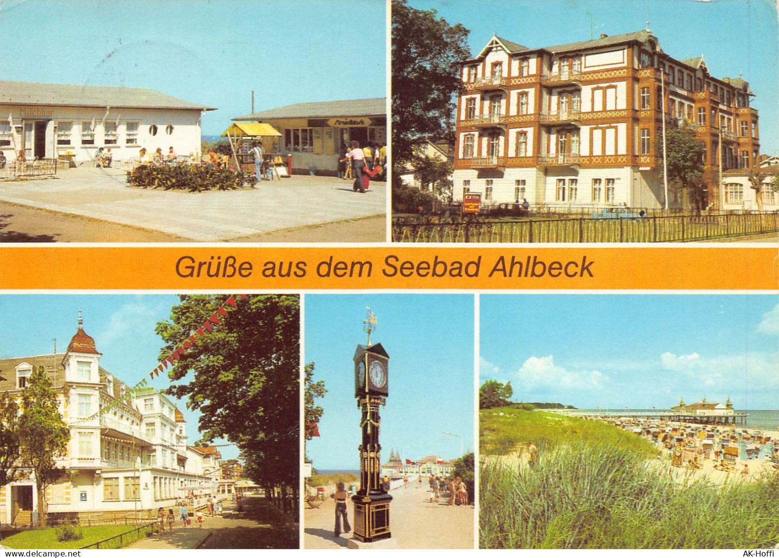 Seebad Ahlbeck - Strandpromenade, FDGB Erholungsheime, Stranduhr, Seebrücke - Usedom