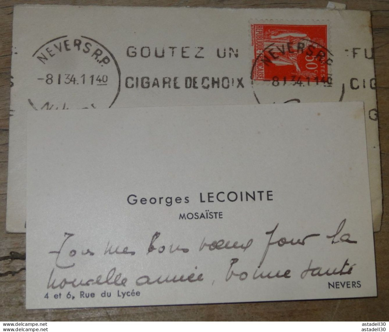Carte Visite Avec Autographe De Georges LECOINTE, Mosaiste A NEVERS, 1934 .... PHI ........14997-5 - Otros & Sin Clasificación
