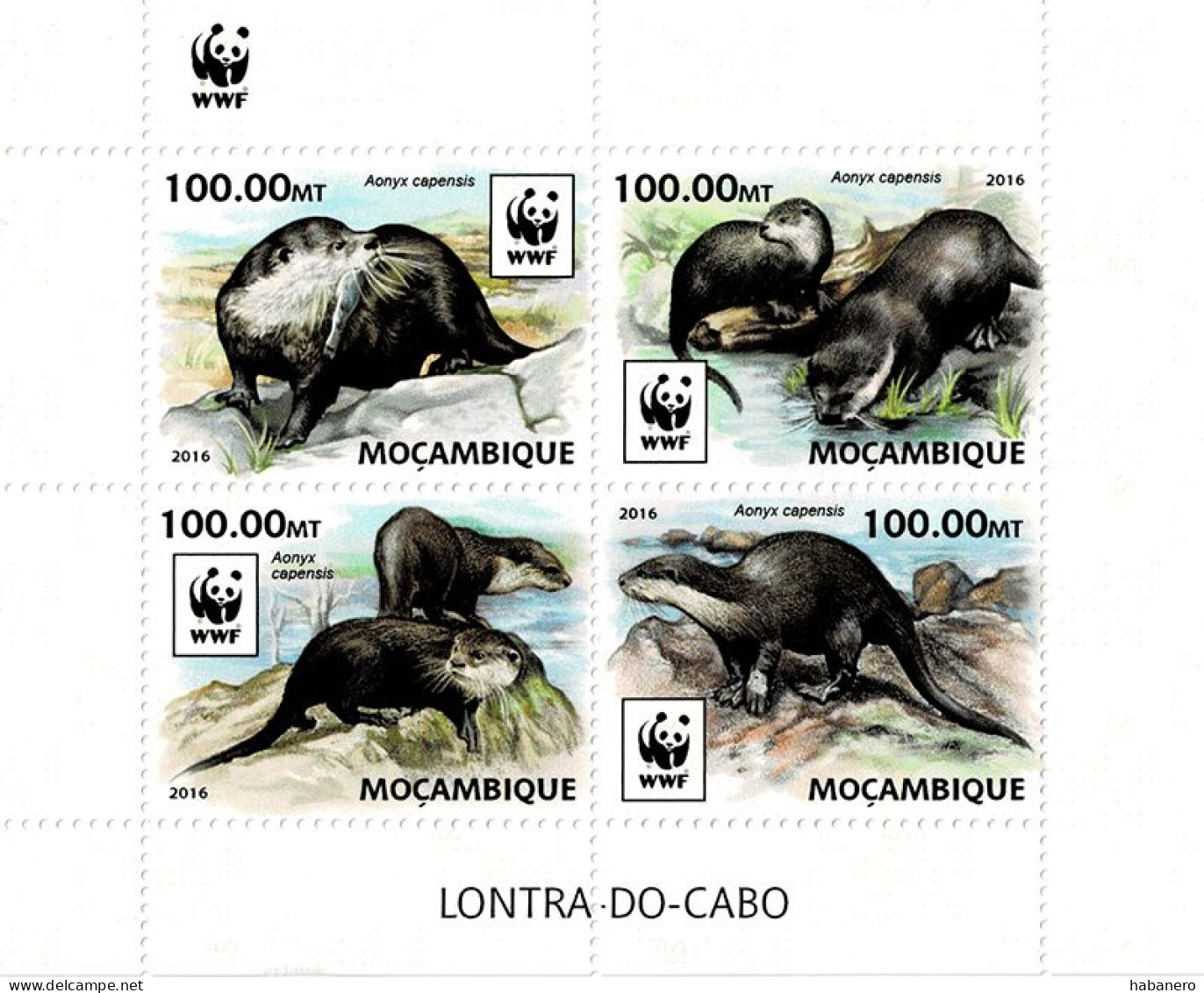 MOZAMBIQUE 2016 Mi 8884-8887 WWF OTTER MINT MINIATURE SHEET ** - Mozambique