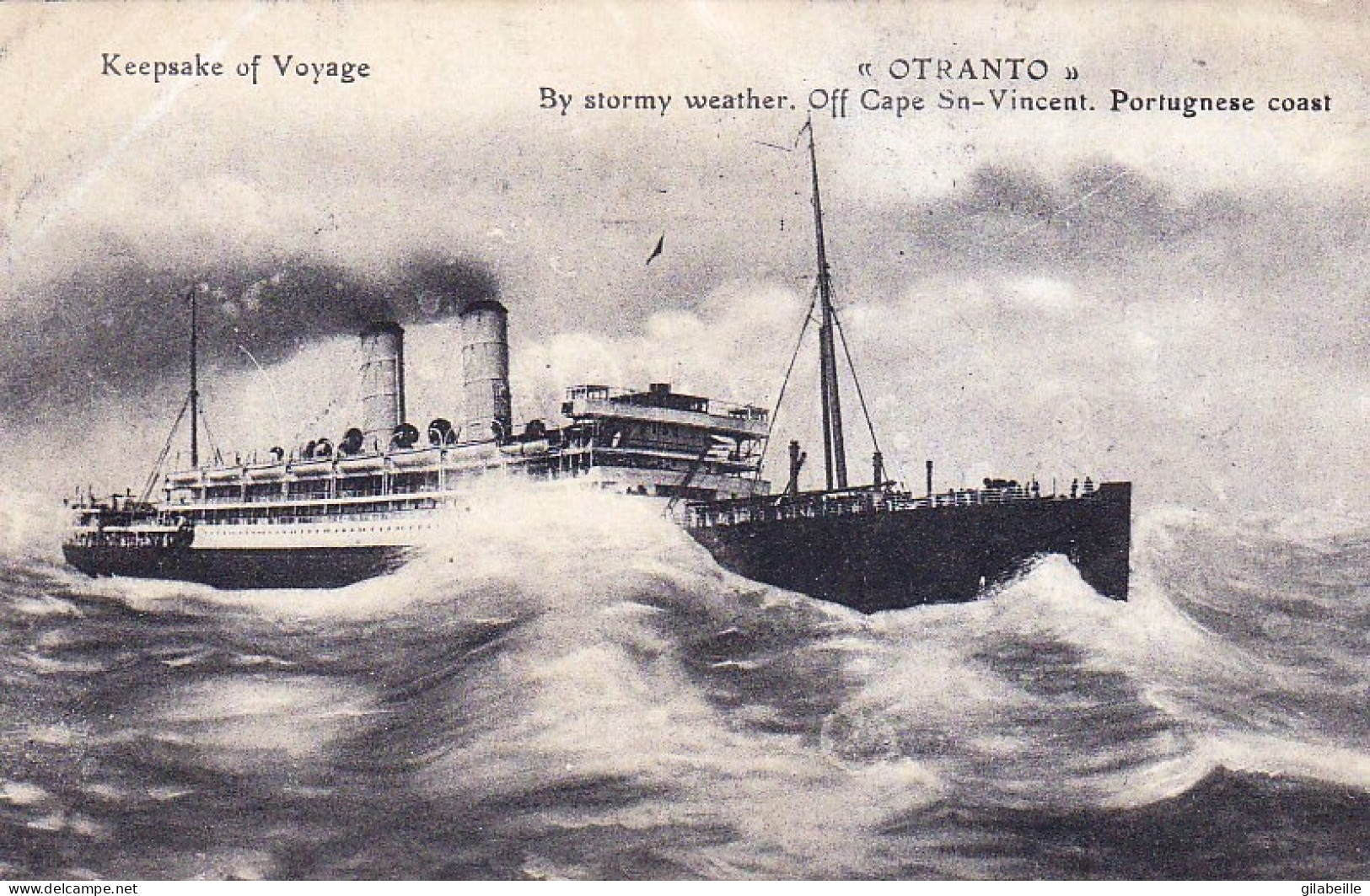 Paquebot - " OTRANTO "  - By Stormy Weather . Off Cape Sn Vincent - Portunese Coast - Steamer 1911 - Passagiersschepen