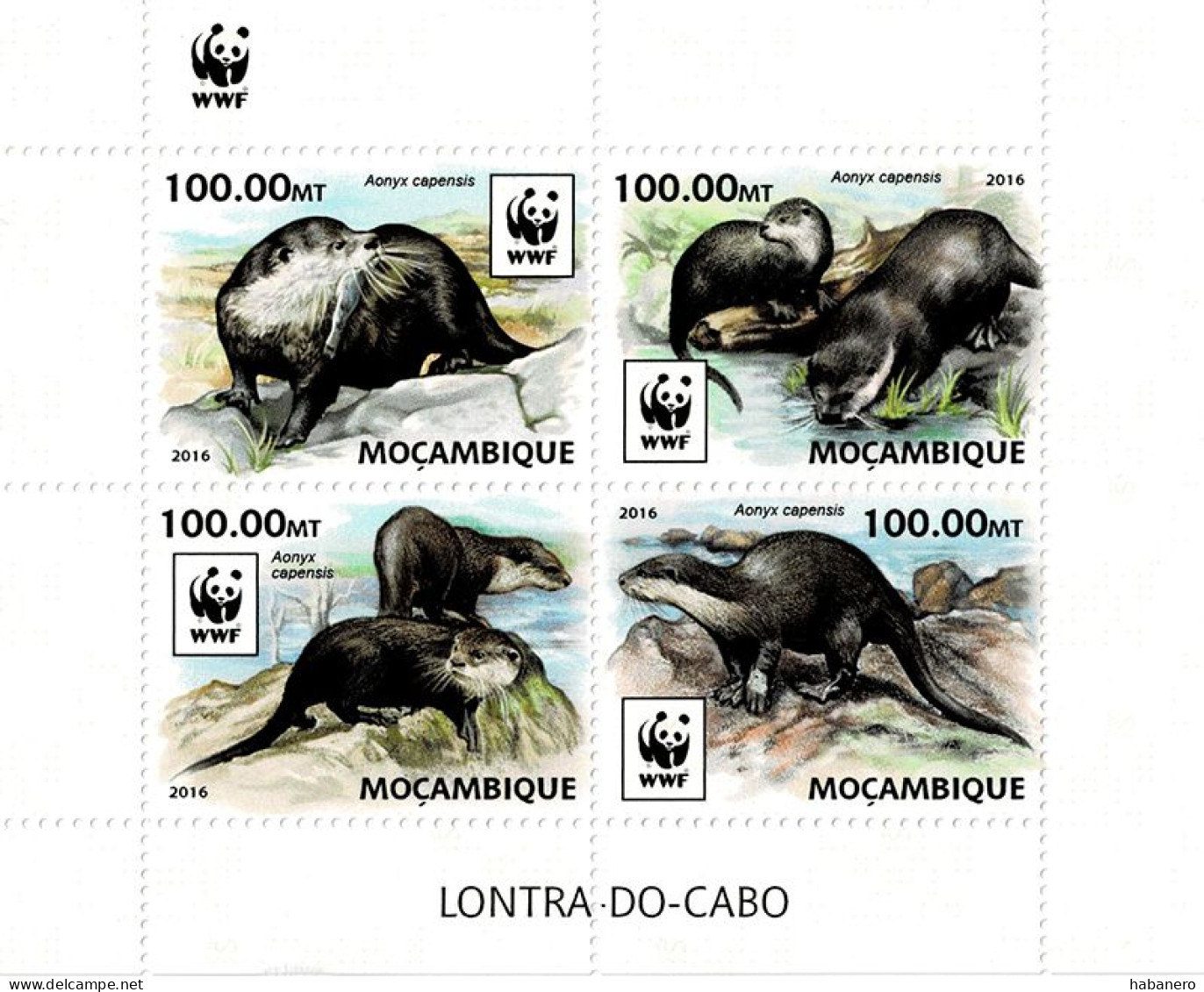 MOZAMBIQUE 2016 Mi 8884-8887 WWF OTTER MINT MINIATURE SHEET ** - Ungebraucht