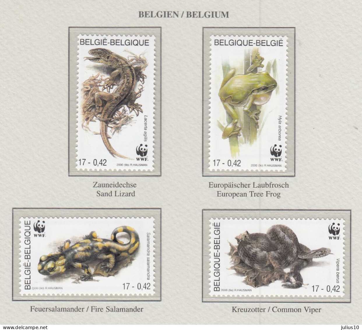 BELGIUM 2000 WWF Reptiles Mi 2947-2950 MNH(**) Fauna 629 - Andere & Zonder Classificatie