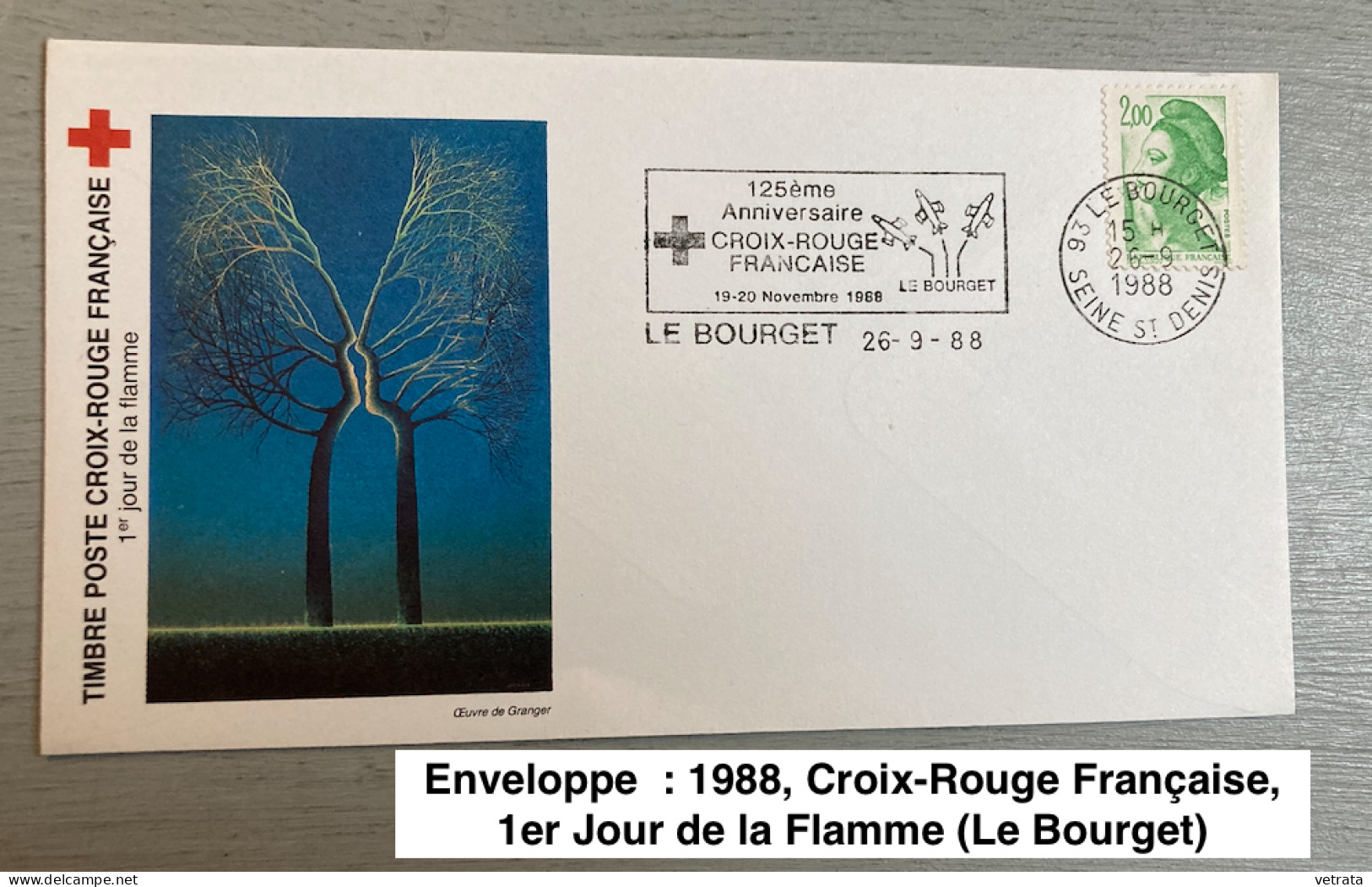 Enveloppe  : 1988, Croix-Rouge Française, 1er Jour De La Flamme (Le Bourget) - Sonstige & Ohne Zuordnung