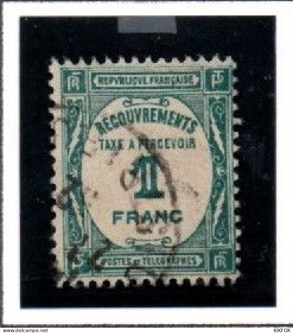 FRANCE ,FRANKREICH , 1931,  MI  65,  YT  60, TAXE,  1 FRANC , PERCEVOIR,  OBLITERES, GESTEMPELT - 1859-1959 Used