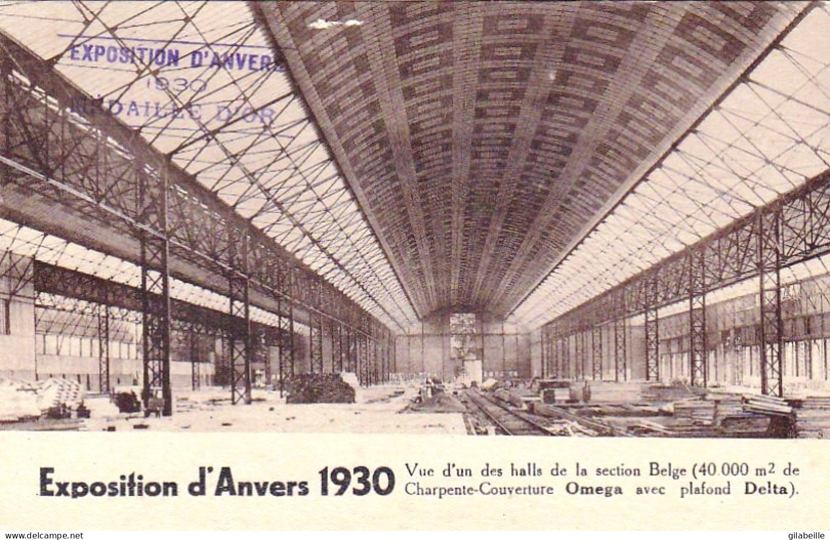 Antwerpen - Exposition D'ANVERS 1930 - Vue Des Halls De La Section Belge - Publicité Charpente Couverture " Omega " - Antwerpen