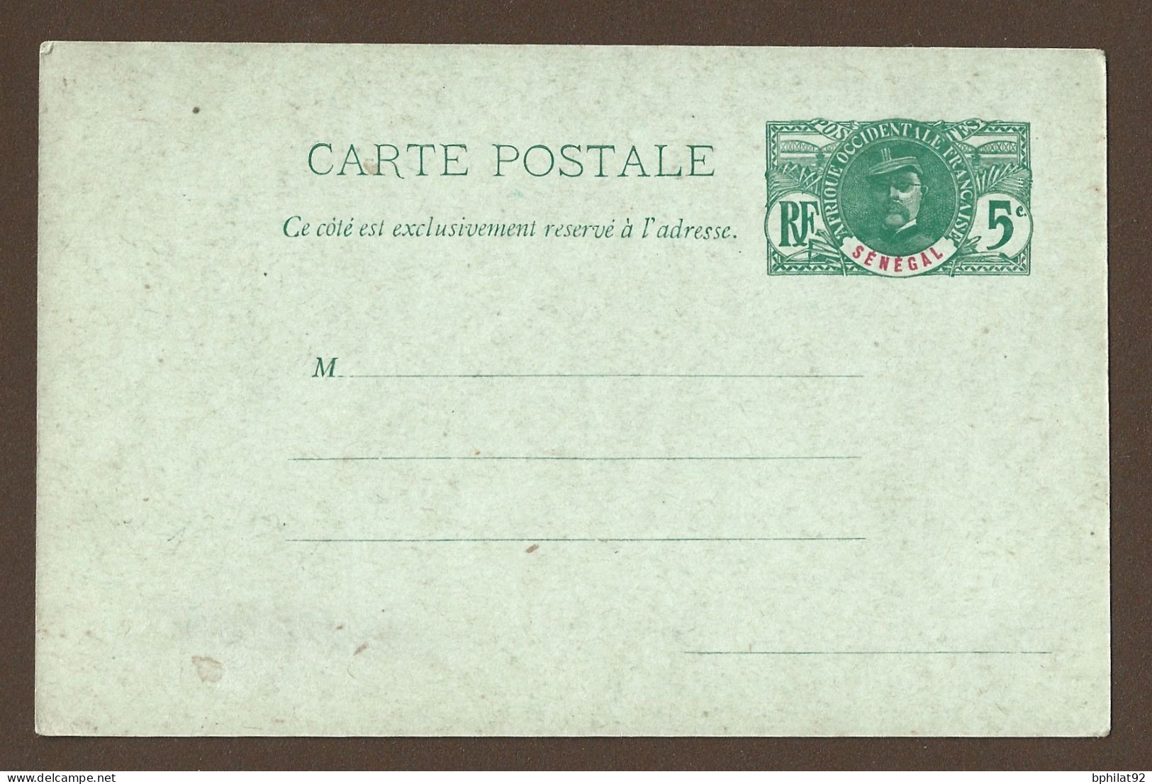 !!! SÉNÉGAL, ENTIER POSTAL À 5CTS TYPE FAIDHERBE, NEUF - Lettres & Documents