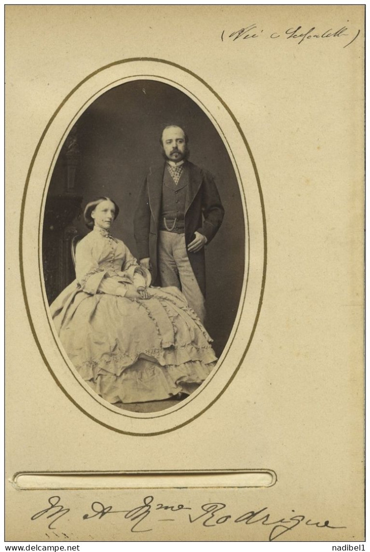 CDV 1860-70 . Edouard Rodrigues , Agent De Change Et Peintre Ami De Corot . Son épouse Née Lucie De Lafaulotte . - Old (before 1900)