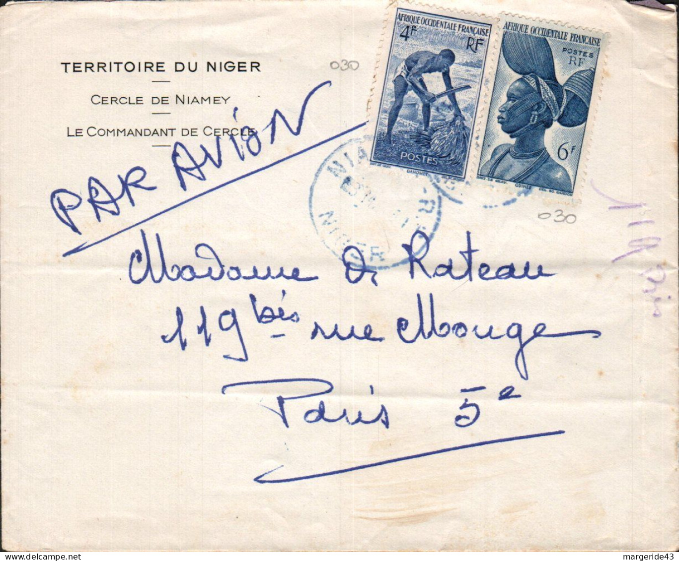 A O F AFFRANCHISSEMENT COMPOSE SUR  LETTRE DE NIAMEY - Cartas & Documentos