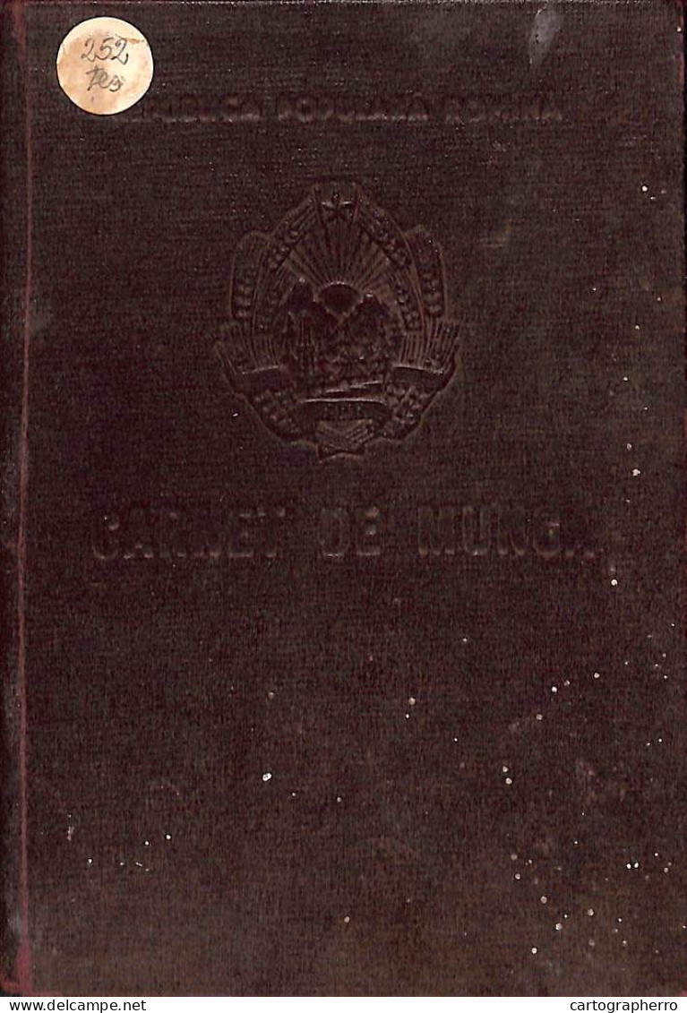 Romania Carnet De Munca RPR Medias - Historische Dokumente