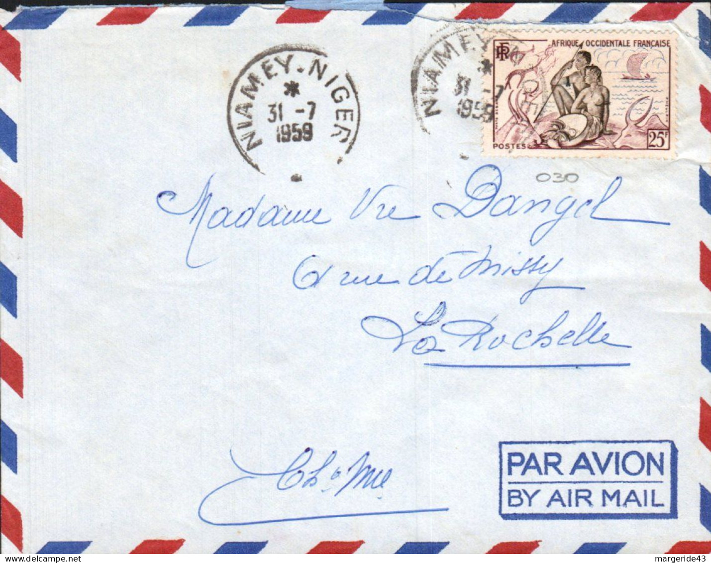 A O F AFFRANCHISSEMENT COMPOSE SUR  LETTRE DE NIAMEY  1959 - Storia Postale