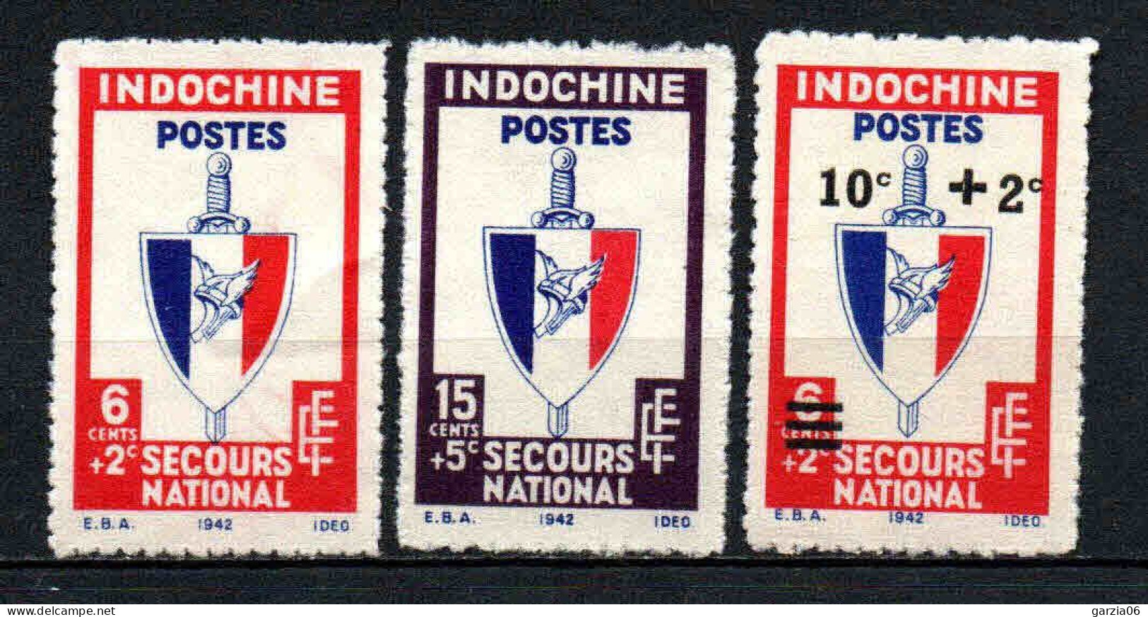 Indochine  - 1943 - Secours National-  N°  281 à 283 - Neufs ** - MNH - Sans Gomme D' Origine - Without Gum Of Origin - Nuevos