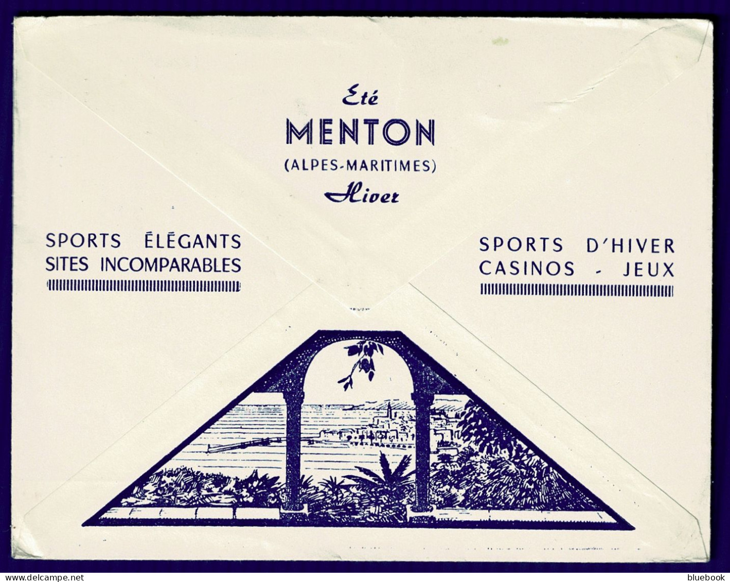 Ref 1648 - 1962 Super Advertising Cover Hotel Mondial - Menton France 50c Rate To Wales - Music Festival Slogan - Brieven En Documenten