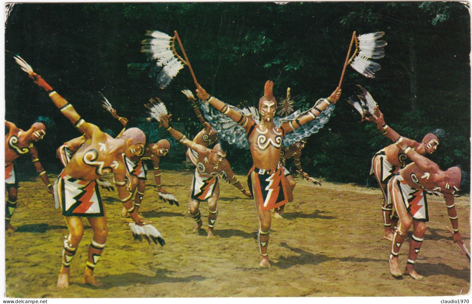 USA - NORTH CAROLINA - CARTOLINA  -  CHEROKEE INDIAN EAGLE DANCE - VG .PER CORNIGLIANO (GE) - 1961 - ITALIA - Andere & Zonder Classificatie