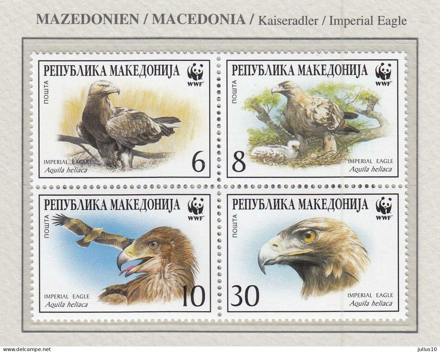 MACEDONIA 2001 WWF Birds Mi 215-218 MNH(**) Fauna 632 - Aigles & Rapaces Diurnes