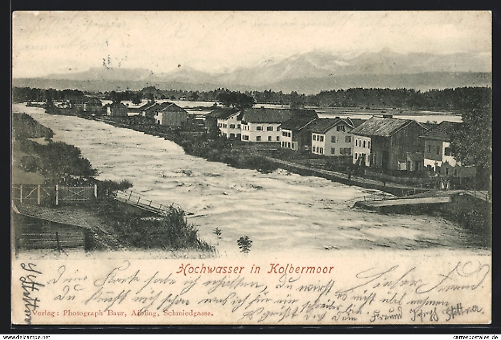 AK Kolbermoor, Uferpartie Bei Hochwasser  - Inundaciones
