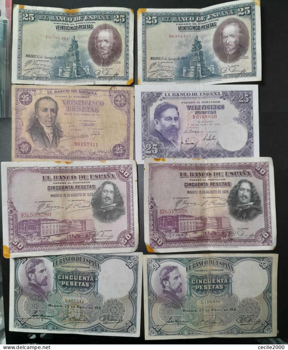 SPAIN BANKNOTE LOT 25 To 500 PESETAS 1928 To 1980 CIRCULATED BILLETE ESPAÑA LOTE 12 BILLETES*COMPRAS MULTIPLES CONSULTAR - 1-2-5-25 Pesetas