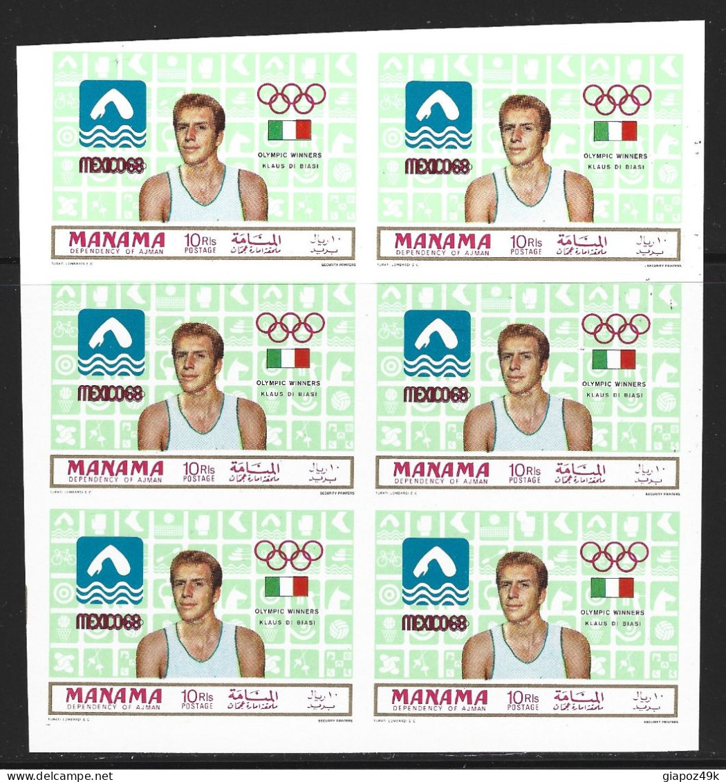 ● MANAMA 1968 ֍ Giochi olimpici MEXICO ֍ olympic games ● Sport ● serie completa ● BLOCCO x 6 ● imperforated ●