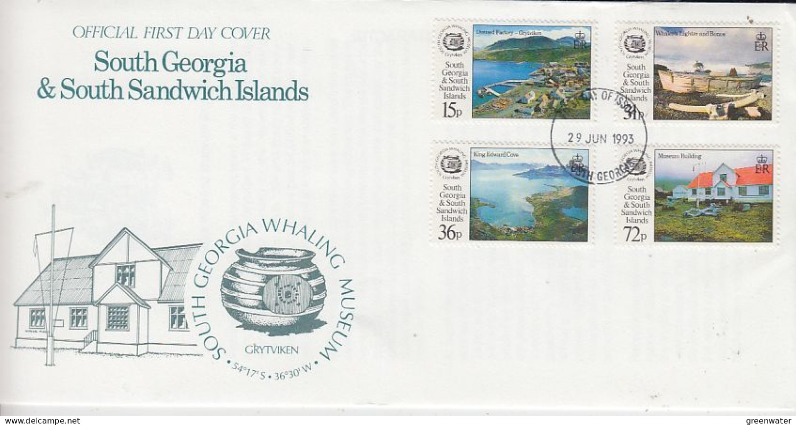 South Georgia 1993 Whaling Museum 4v FDC (GS205) - Géorgie Du Sud